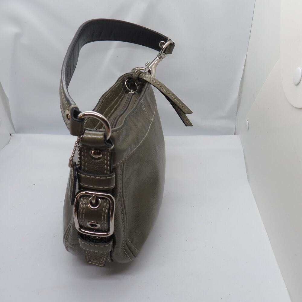 Coach Zoe Hobo Bag Olive Green Patent Leather Y2K Vintage Small Shoulder Purse - Picture 4 of 10